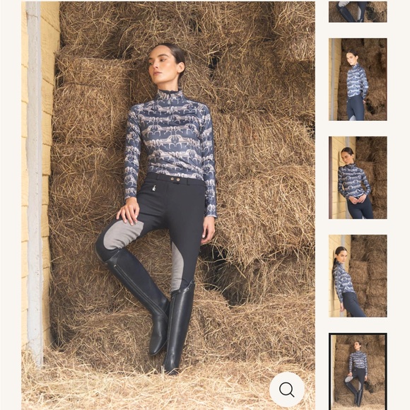 NWOT Rönner Plume Quarter Zip Lightweight in Navy Steed Print Horses - Small - Picture 5 of 13